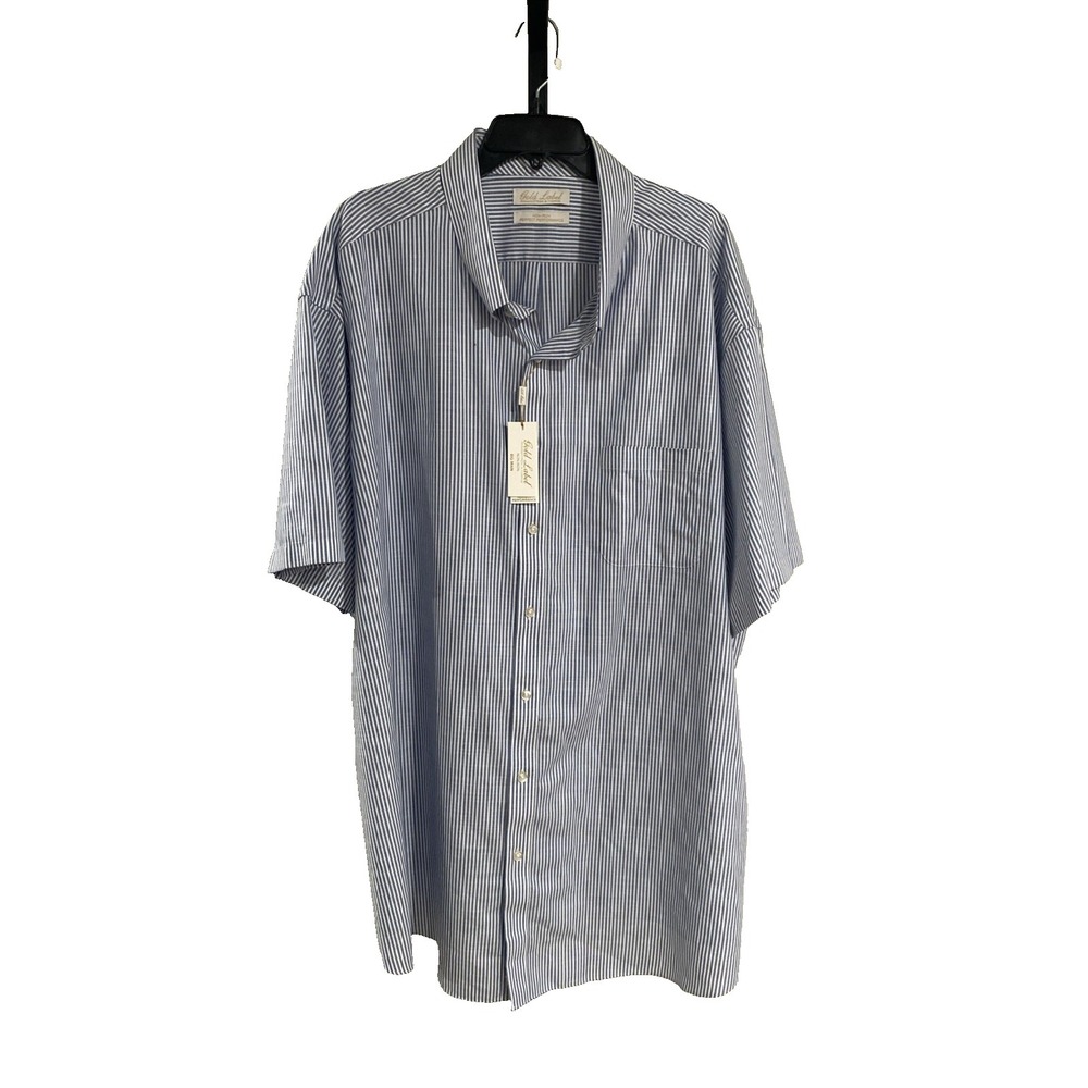 Gold Label mens dress shirt blue white stripes 4XB big tall BRAND NEW $79.50 A6